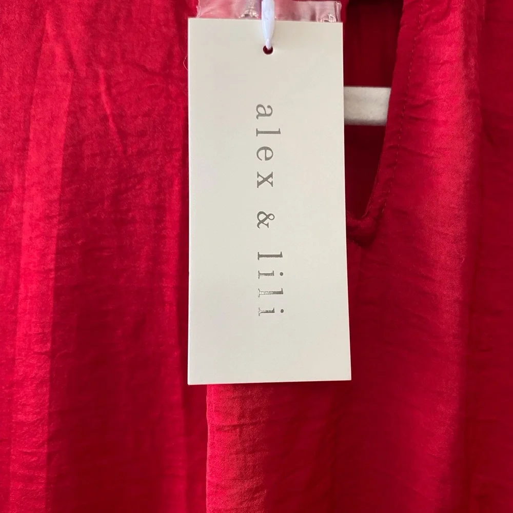 Title: Alex & Lili Red Smocked High Neck Blouse – NWT Size XL - Picture 12 of 12